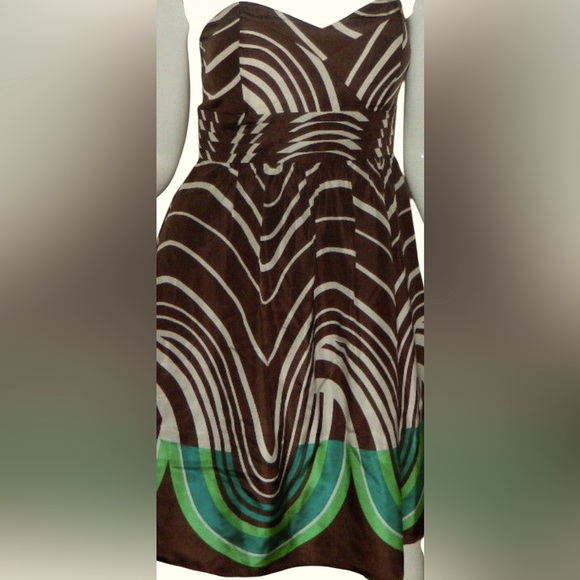 Max & Cleo chocolate brown silk strapless Dress NWT - Picture 1 of 14